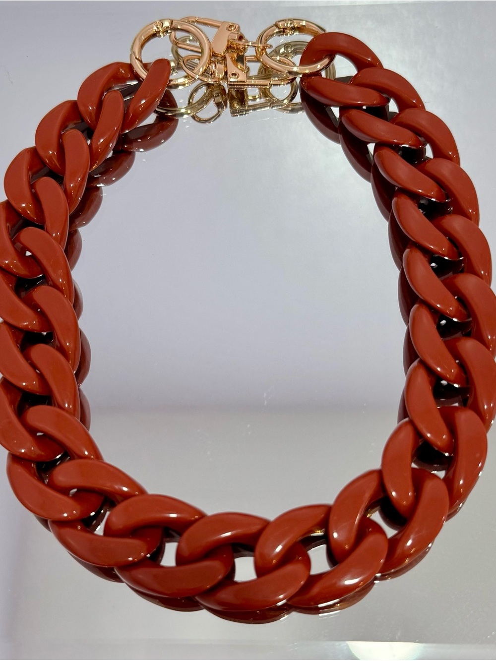 New Rust/ Brick Red Bag Chain 18 inches gold hardware